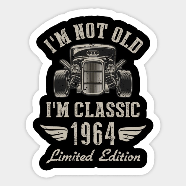 I'm Classic Car 58th Birthday Gift 58 Years Old Born In 1964 Sticker by Penda